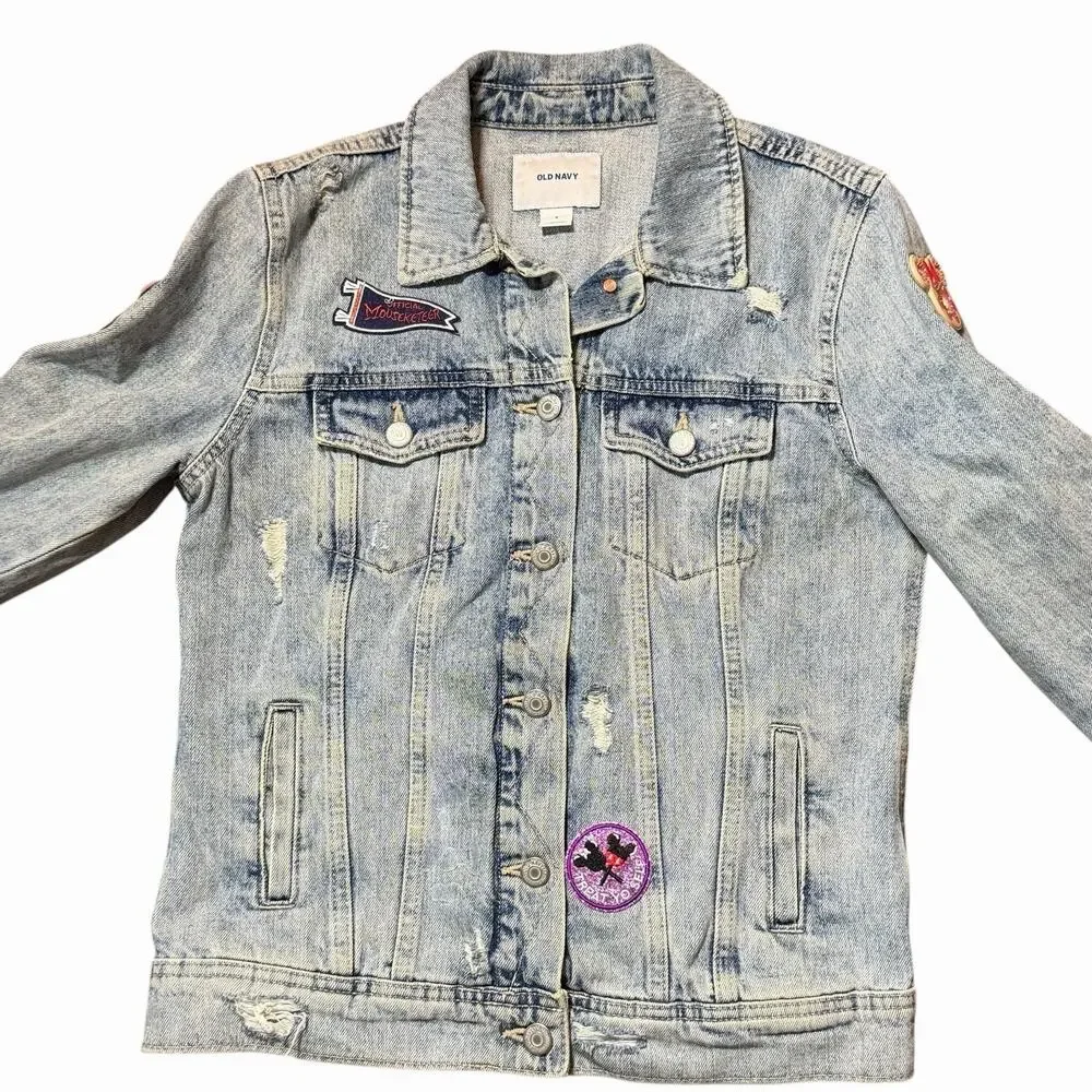 Disney Denim Patches Handmade Jean Jacket Old Navy Size S